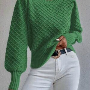 Green Textured Women's Sweater